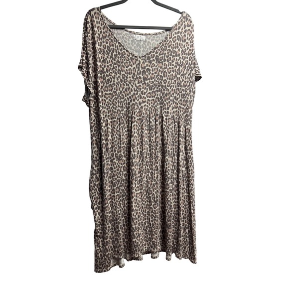 Maurices 24/7 Womens 3X Plus Size Leopard Print Short Sleeve Casual Dress - Picture 1 of 2